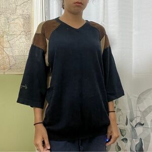 Chic Black Sweater with Brown Accents